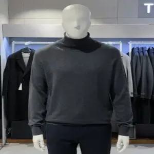 [트루젠](캐시미어+) 차콜 풀터틀넥 기본핏 니트 티셔츠