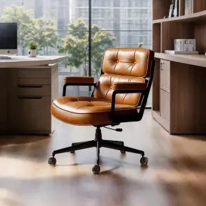 가죽 회전 의자 체어 컴퓨터 앤틱 빈티지 사무실 편안한 사무용