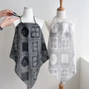 여성 손수건 앞치마 목걸이 2매 페이즐리 반다나 나혼산 범준 아사 면 에티켓 자체제작