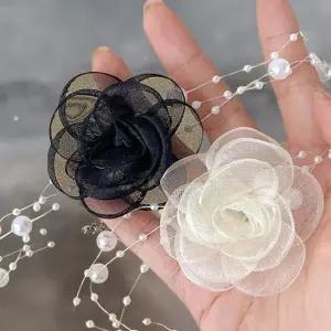 [하프클럽/]여성 코디 웨딩 진주 끈 액세서리 장미 목걸이