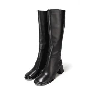 [BABARA][본사운영] 바바라 소가죽 스퀘어토 밴드 여성롱부츠 5.5cm_BBG839