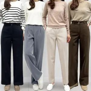 [S~3XL]겨울 기모 여성 슬랙스 빅사이즈 정장바지 밴딩팬츠 와이드 일자 부츠컷 유니폼 슬림핏 단체복