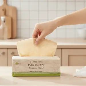 휴홈 무표백 순수 대나무 키친타월 100매, 9팩