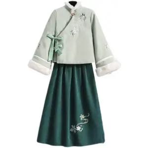 여성 개량한복 생활 꽃자수 한복 가을겨울 빅사이즈