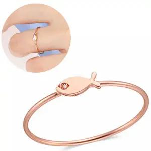 14K 18K GOLD 작은 물고기 싱글링 우정링 여성 금 반지