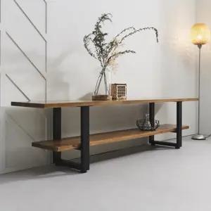 참죽 원목 2단 선반 거실 인테리어 장식장 2100 tv장 거실tv장식장