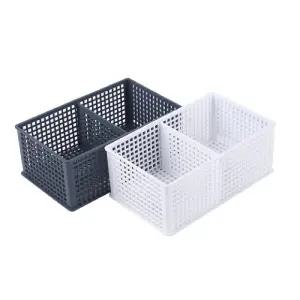 (소형 색상랜덤) 블럭형 칸나눔 분리 넓이조절 바스켓/칸칸/바구니/다용도/사각/수납/정리/직사각/프라스틱