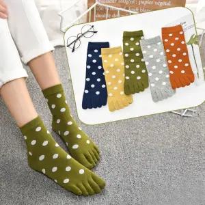 여성 도트 발가락 양말 5켤레 세트/발까락/등산/보호/논슬립/공용/마라톤/스포츠/스니커즈/수면/무압박