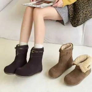 고퀄 소가죽 버클 스웨이드 투웨이 뽀글이 퍼 미들 앵클 부츠/6527