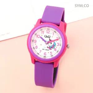 큐앤큐 VS59J-003Y 학습에 좋은 반짝 유니콘 캐릭터 어린이 아동 우레탄 시계 c