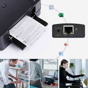 Wavlink USB 2.0 LRP 프린트 서버 LAN 이더넷 네트워킹 프린터 공유 전원 어댑터 허브 100Mbps 네트워크 미