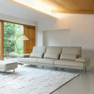 [다우닝] 플라나 베이직 3.5인 전체 천연가죽 소파+스툴