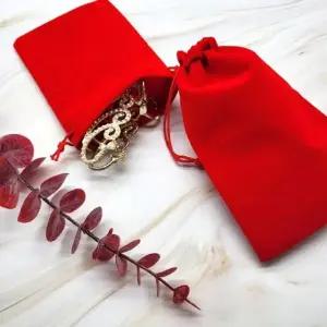 벨벳파우치 립스틱 화장품 작은 주머니 가방 레드 (WFJPVR0)