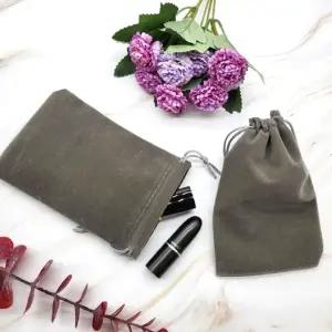 벨벳파우치 립스틱 화장품 작은 주머니 가방 그레이 (WFJPVQY)