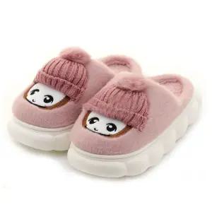 실내화 거실화 핑크 털실내화 모자인형 택1 (WFJQWUS)