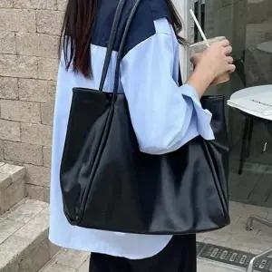 빅사이즈 대학생 무지 레더 보부상 숄더백 토트백