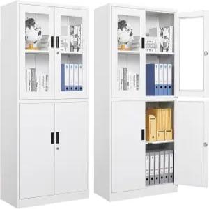 문과 선반이 있는 레타야 수납장 잠금 장치가 71인치 스틸 락커 아크릴 유리 도어 학교 홈 오피스용