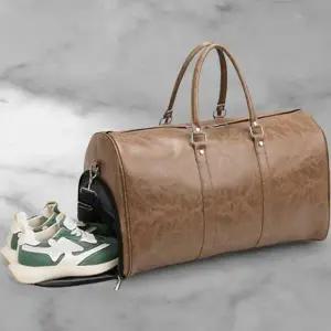 남녀 공용 해외여행 대형 핸들 가죽 보스턴 가방