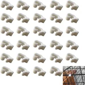 60개 분리형 애완동물 케이지 도어 클립 플라스틱 잠금 스냅 고양이 울타리 작은 새 햄스터 케이지용 흰색
