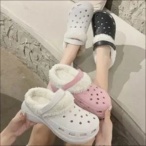 털안감 탈부착 슬리퍼 통굽 투웨이 샌들 겨울 실내화 3색 (WFKBSNL)