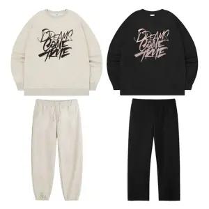 [A.I.P] 드림 컴 오버핏 맨투맨 조거 와이드 팬츠 세트 (3color)