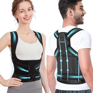 여성 및 남성용 카지쿠 교정기, 허리 보조기 조절 가능한 풀백 지지대 - 어깨 척추측만증, 굽힘, 혹, 흉추 교정기 대형