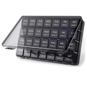 신제품 대형 휴대용 월간 약통 보관함 한 달에 4주(28일) 분량의 비타민 생선 기름 케이스