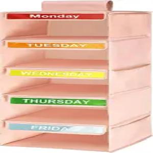 용 포모디 주간 의류 보관 정리함 라벨 5가지 선반 걸이 옷장 월요일부터 금요일까지 일일 보관함 핑크