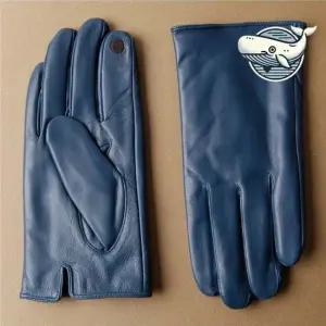 겨울 남자 가죽장갑 따뜻한 블루 색상 고급감