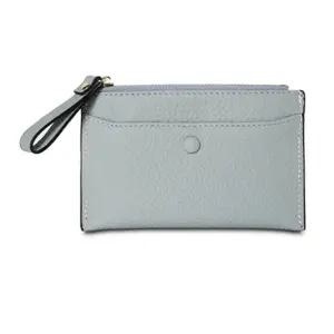 카드지갑 컬러 미니 가죽 지퍼 선물 심플 그레이 (WFKDXYW)