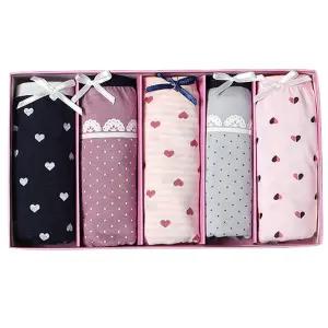 성인 여성용 속옷 면스판 미디 삼각 팬티 5매입 5컬러