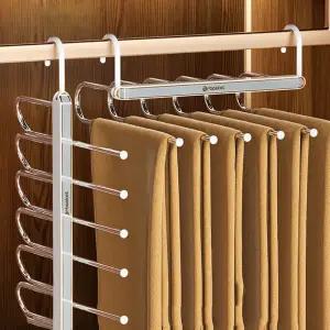 40000KM 6단 접이식 논슬립 바지걸이 치마 하의 수납 옷걸이 그레이