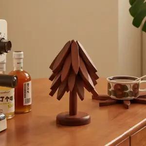 원목 스탠드 트리 냄비받침 세트 트리 냄비받침 나무 세트 실리콘 대