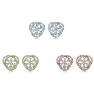 [하프클럽/]여자 골져스 꽃잎 큐빅 실버침 귀걸이