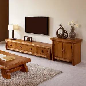 [마루엔개비] 아름드리 통원목 거실장세트 2PC 통판 TV장문갑