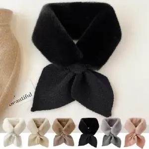 나프커 블랙 겨울 목도리 머플러 털 페이크퍼 리본 고리 니트 넥워머 방한 퍼목도리 페이크밍크 털목도리