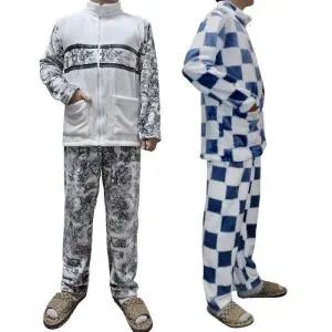 [라일리의류] Rly 쓰리몰 남자 지퍼형 수면잠옷 세트 밍크 극세사