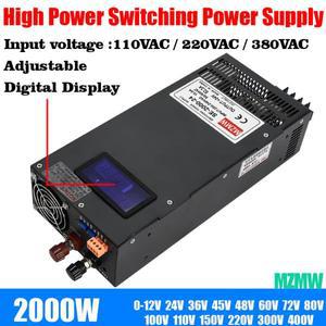 조절식 스위칭 전원 공급 장치, 디지털 디스플레이 SMPS, 2000W, 0-15V, 24V, 36V, 48V, 60V, 80V, 110V, 2