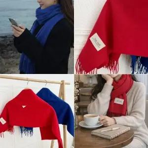 [개미물류] 소프트머플러 심플 여성 보온 베이직 긴 따뜻한 빨간 얇은 니트 커플 목도리 무지 겨울