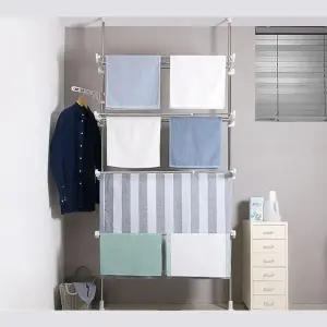 [룽스]폭조절 빨래 기둥식건조대 건조대 접이식 선반 4단