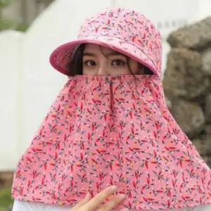 자외선 차단 모자 와이드 야외 농사 여성 꽃무늬 와이드