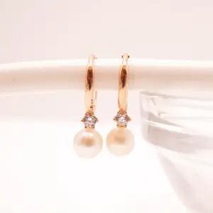 14k 진주 큐빅 원터치 귀걸이 OPNIE12978-1