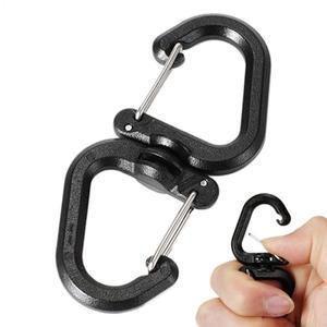 360 학위 회전 Carabiner 더블 클립 배낭 휴대용 S 체인 후크 캠핑 잠금