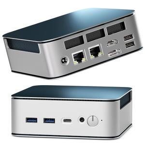 Getorli 미니 PC, 듀얼 LAN AMD R5 7430U(최대 4.3GHz), 컴퓨터 16GB DDR4 RAM 512GB SSD, 데스크톱 4K 60Hz 디스플레이 /HDMI /Type-C /USB 포트 /RJ45 /WiFi 6 /BT5.0 (홈 /오피스 /캐주얼 게임용)