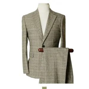 [룽스]울소재 베이지체크 스판 더블수트 세미정장