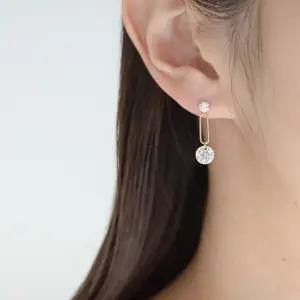 14k 컷팅 클립 큐빅 귀걸이 OPPE0197