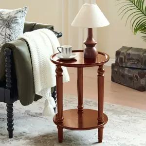 미니 원형 사이드테이블 티테이블 원목 2단 원탁 탁자 거실 소파 빈티지 엔틱 400