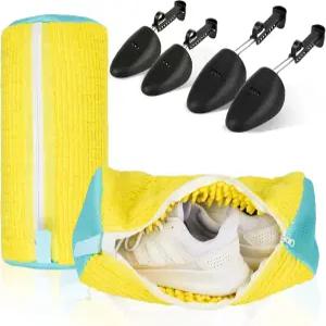 (2팩) 신발 세탁기 가방 및 건조기용 스니커즈 세탁 자동 잠금 지퍼가 달린 360° 보호 메쉬 청소