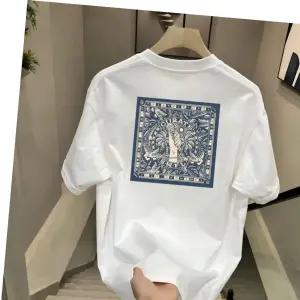 남성 도톰한 프린팅 반팔 순면 티셔츠