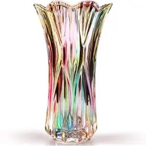 유리 컬러풀 꽃병 가정용 식탁 거실용 장식 사무실 결혼식 홀리데이 파티 수제 패턴(피닉스 테일 스타일)